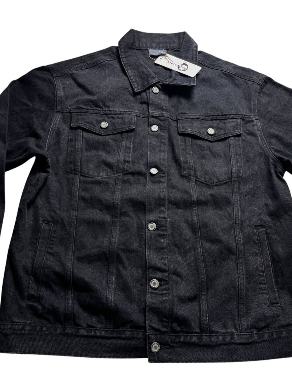 Streetzen Phoenix Embroidered Black Denim Jacket Men's 3XL Washed Streetwear NWT